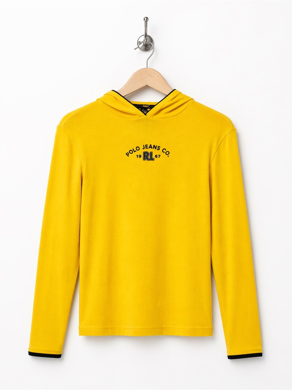 Polo Jeans Co Yellow Hoodie Top Womens Small NWT Long Sleeve Cotton Casual Logo